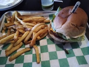 Vegan burger, vegan mayo and vegan cheese at Urban Stack Burger Lounge in Chattanooga