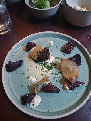 Beetroot with whipped tofu at Meet in Newcastle