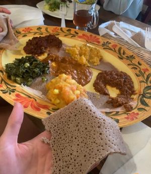 Veggie Platter w/ Injera at Queen of Sheba in Tampa