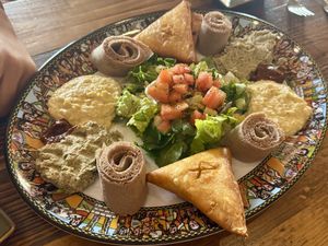 Appetizer Sampler for 4 ppl. We ordered 4 more of the Veggie Sambussas  at Queen of Sheba in Tampa