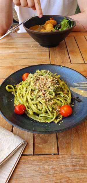Pasta pesto at The Green Affair - Parque das Nações in Lisbon