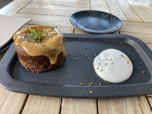 Chocolate toffee cake   at The Green Affair - Parque das Nações in Lisbon