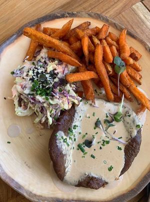 Seitan steak 😋👍 at The Green Affair - Parque das Nações in Lisbon