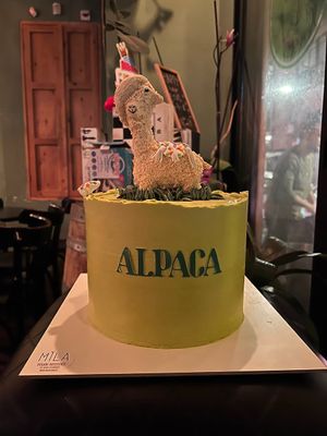 Birthday cake   at Alpaca Bar in Tel Aviv
