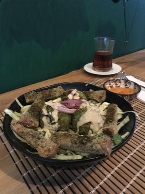 Falafel on salad😄 at Layla Kombucha in Canakkale