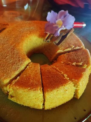 Bolo de milho com leite de coco caseiro  #Veganuary at Espaço Maha Devas in Sao Lourenco