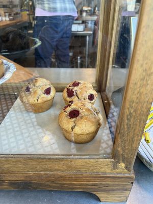 Raspberry lemon muffins - delicious !  at The Branch Line in Santa Rosa