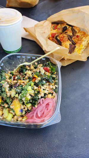Grain bowl, Focaccia and pistachio latte👍👍 at The Branch Line in Santa Rosa