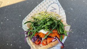 Carrot Salmon Pita at Veganitas in Zurich