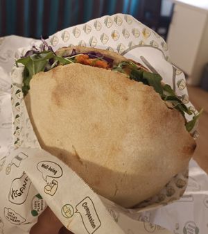 Huge pita portion! at Veganitas in Zurich