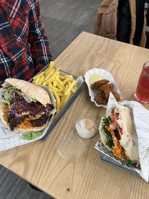 left : mexican pita and right salmon pita  at Veganitas in Zurich