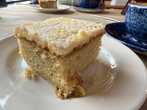 Lemon sponge cake  at The Cairngorm Cafe in Aviemore
