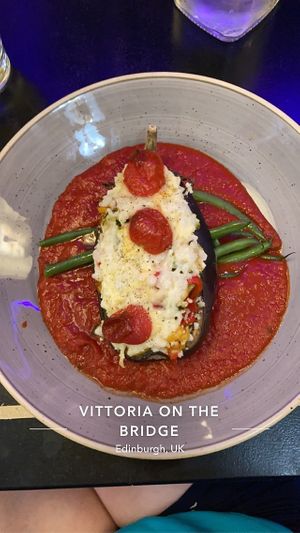 vegan stuffed aubergine   at Vittoria on the Bridge in Edinburgh