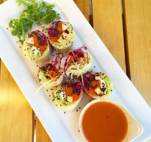 spring rolls  at Loving Hut in Claremont