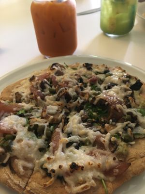 Mushroom pizza! So good!  at Loving Hut in Claremont