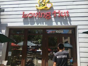 Outside at Loving Hut in Claremont