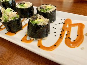 Quinoa sushi at Loving Hut in Claremont