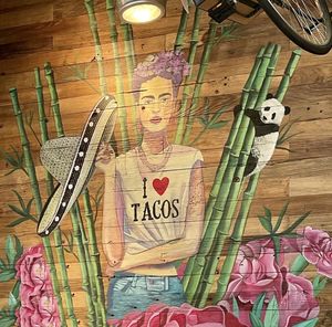 Inside mural ￼  at Moka Bros in Chengdu