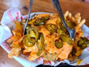 Vegan loaded fries at Burgernaut in Auckland