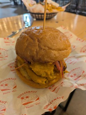 Vegan butter fried chicken burger at Burgernaut in Auckland