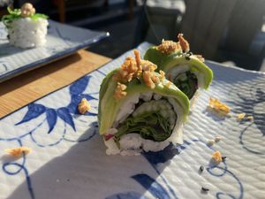 First course from up close: sushi with veggies   at Restaurant The City in Eindhoven