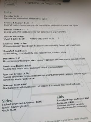 Menu  at Birch in Newcastle