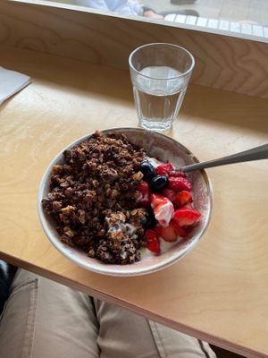 Dark chocolate and sea salt granola bowl at Birch in Newcastle