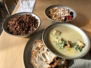 Granola, soup of the day and overnight oats   at Birch in Newcastle