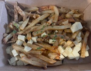 Vegan gluten free poutine  at The Crypt in Denver