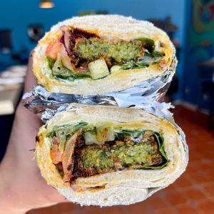Customize a vegan or vegetarian falafel pita.  at Meze Morada in Islamorada