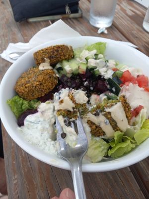 Just Fa’Laf with lentil and lettuce base  at Meze Morada in Islamorada