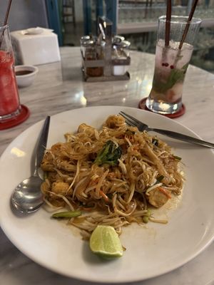 Vegan pad Thai with lychee spritz 😍😍  at KOPITIAM By Wilai - โกปี่เตี่ยม in Phuket
