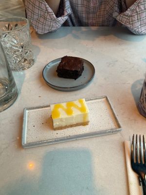 Desert: browny and lemon cheesecake  at Rozey in Amersfoort