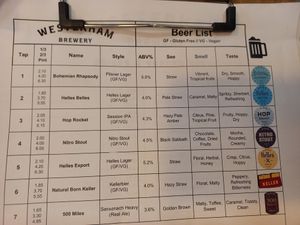 Vegan labelled beer list at Westerham Brewery Tap Room & Shop in Westerham