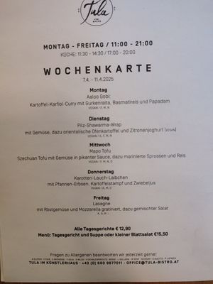 Wechselndes Mittagsmenü at Tula Bistro in Salzburg