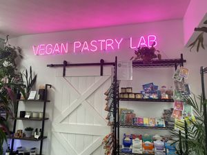 Some candles, cards and other goodies to buy   at Vegan Pastry Lab in Englewood