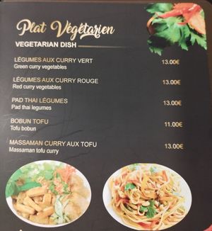 Vegetarian menu at T Thaï in Paris