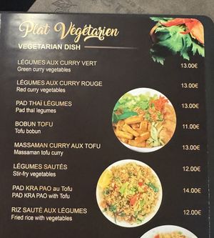 Vegan menu (everything on this list can be made vegan)  at T Thaï in Paris