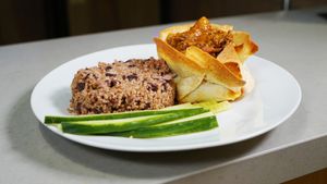 Vegan sol curry beef and rice at Vegan Sol in Ajax