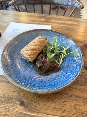 Vegan sausage roll   at Rock Point Inn in Lyme Regis