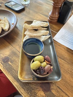Pitta and olives   at Rock Point Inn in Lyme Regis