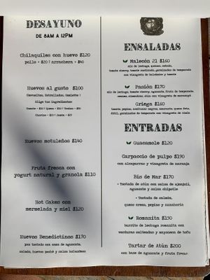 Menu - español   at Malecón 21 in Mahahual