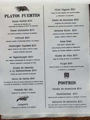 Menu - español   at Malecón 21 in Mahahual
