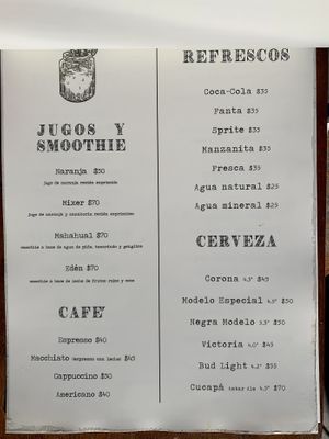 Menu   at Malecón 21 in Mahahual