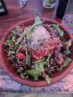 Tomato salad at Malecón 21 in Mahahual