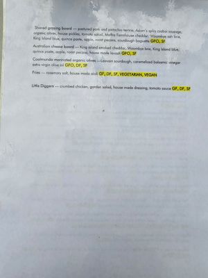 Dietary menu pg2 (20 Apr 24) at Wild Canary Bistro in Brookfield