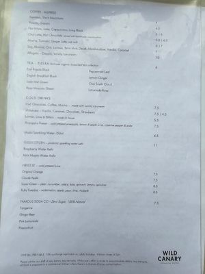 Drinks Menu (20 Apr 24) at Wild Canary Bistro in Brookfield