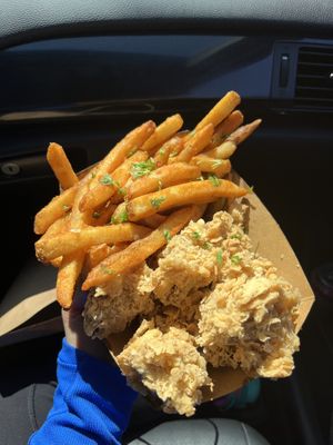 Fries and chickn  at Atlas Monroe in San Diego