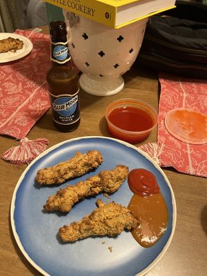 Chick’n Strips paired with assorted sauces  at Atlas Monroe in San Diego