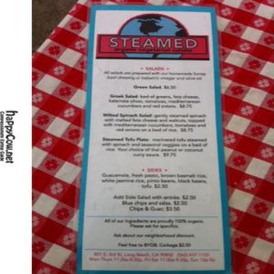 menu at Steamed - Organic Vegetarian Cuisine in Long Beach